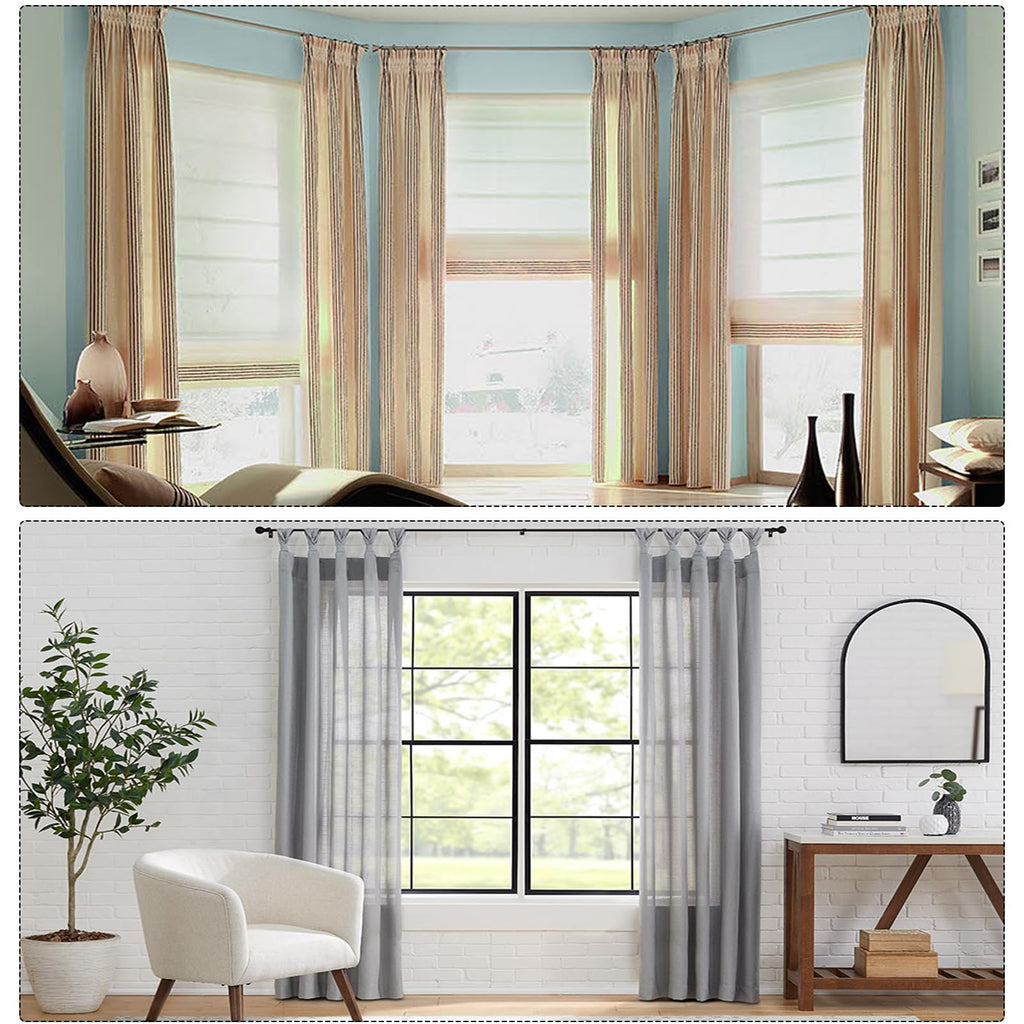 2pcs Corner Curtain Rod Connector, 90 Degree Window Curtain Rod Corner with Hex Wrench for 3/4 Inch OD Bay Window