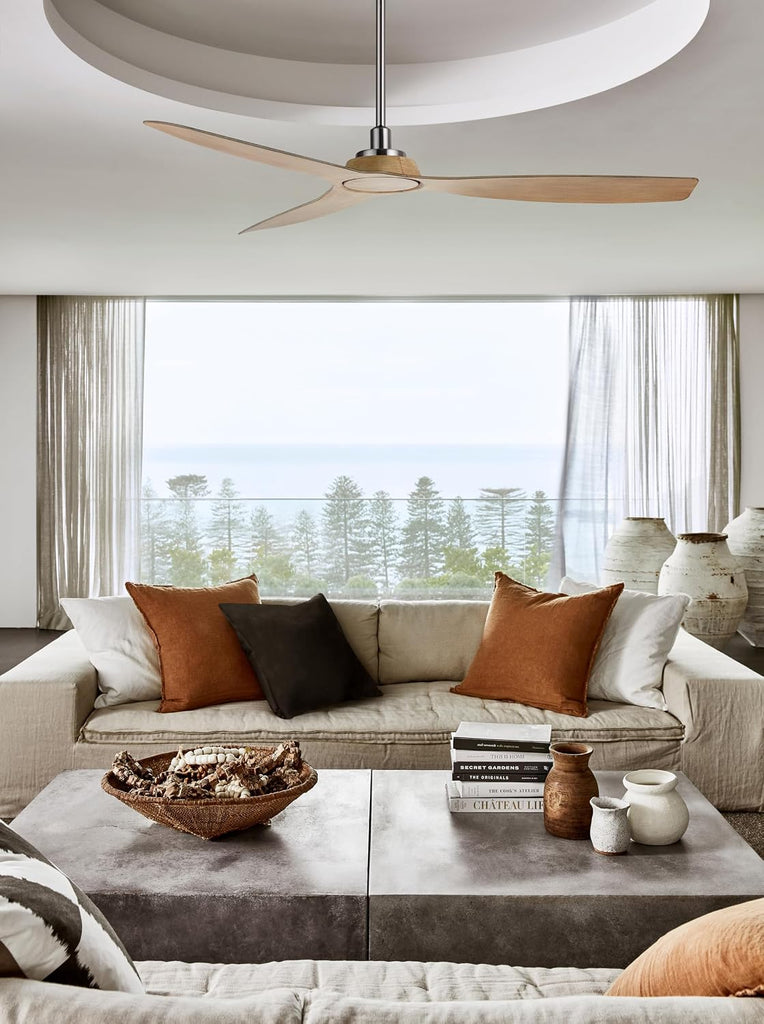 Moto Brushed Nickel and Teak 52-inch Ceiling Fan