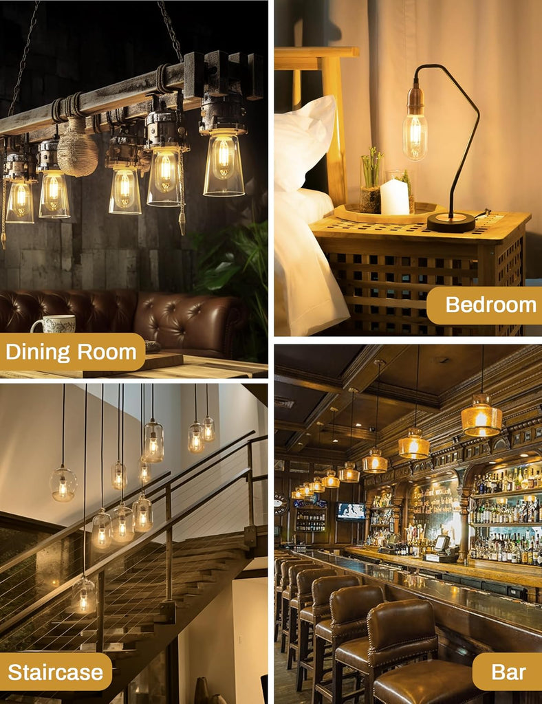 4 Pack LED Edison Bulbs, 4W Edison Light Bulbs, Antique LED Filament Bulbs 40W Equivalent, E26 Base, T45 LED Bulb
