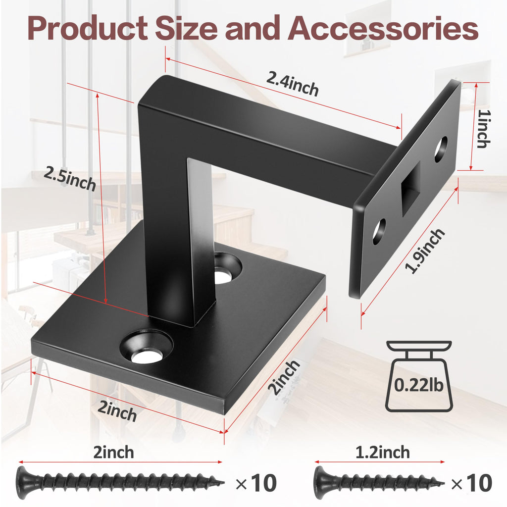 5 Pack Heavy Duty 304 Stainless Steel Stair Railing Brackets, Solid Adjustable Swivel Handrail Brackets for Modern