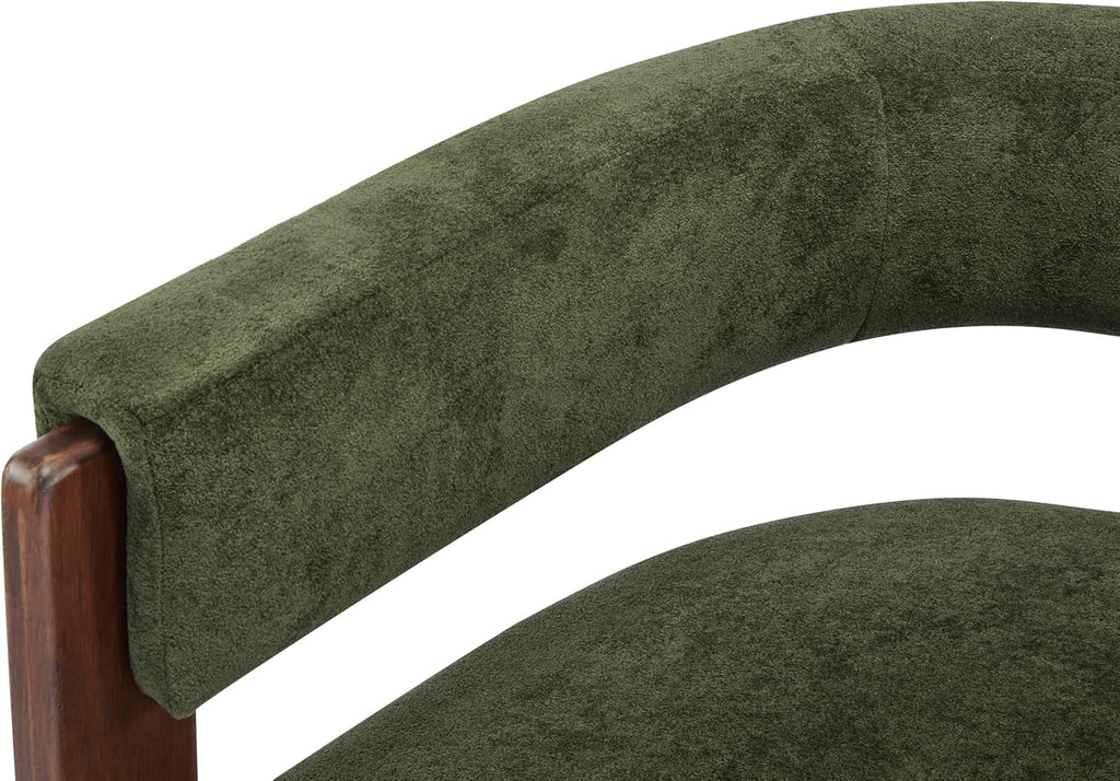Modern Velvet Accent Armchair with Barrel Back,Mid-Century Upholstered Reading Chair with Walnut Finish Legs, Lounge