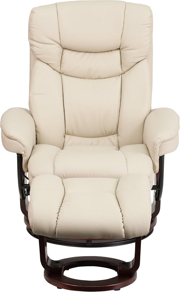 Modern Reclining Lounge Chair and Ottoman — Beige