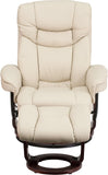 Modern Reclining Swivel Lounge Chair and Ottoman — Beige