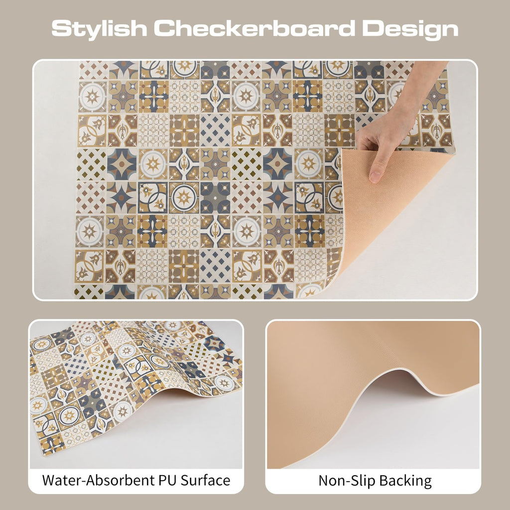 Boho Coffee Mat Cuttable Placemat Quick Dry Dish Mat Counter Sink 16"X24" (Elegant Mosaic C)
