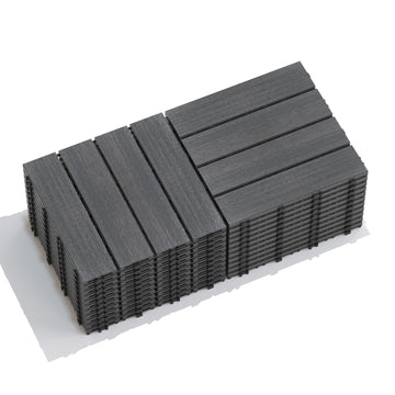 Wood Plastic Composite Interlocking Patio Deck Tiles, 22 Pack 12"x12" Premium Waterproof Porch Decking Tiles, All