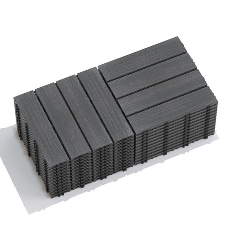 Wood Plastic Composite Interlocking Patio Deck Tiles, 22 Pack 12"x12" Premium Waterproof Porch Decking Tiles, All