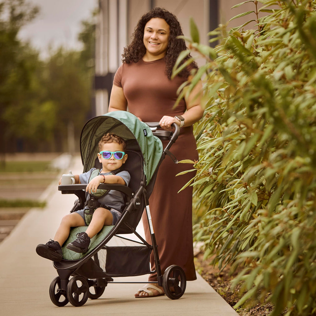 Breeze Stroller in Green, Adjustable Backrest & Canopy, Compact Fold Lightweight Baby/Toddler Stroller with Storage