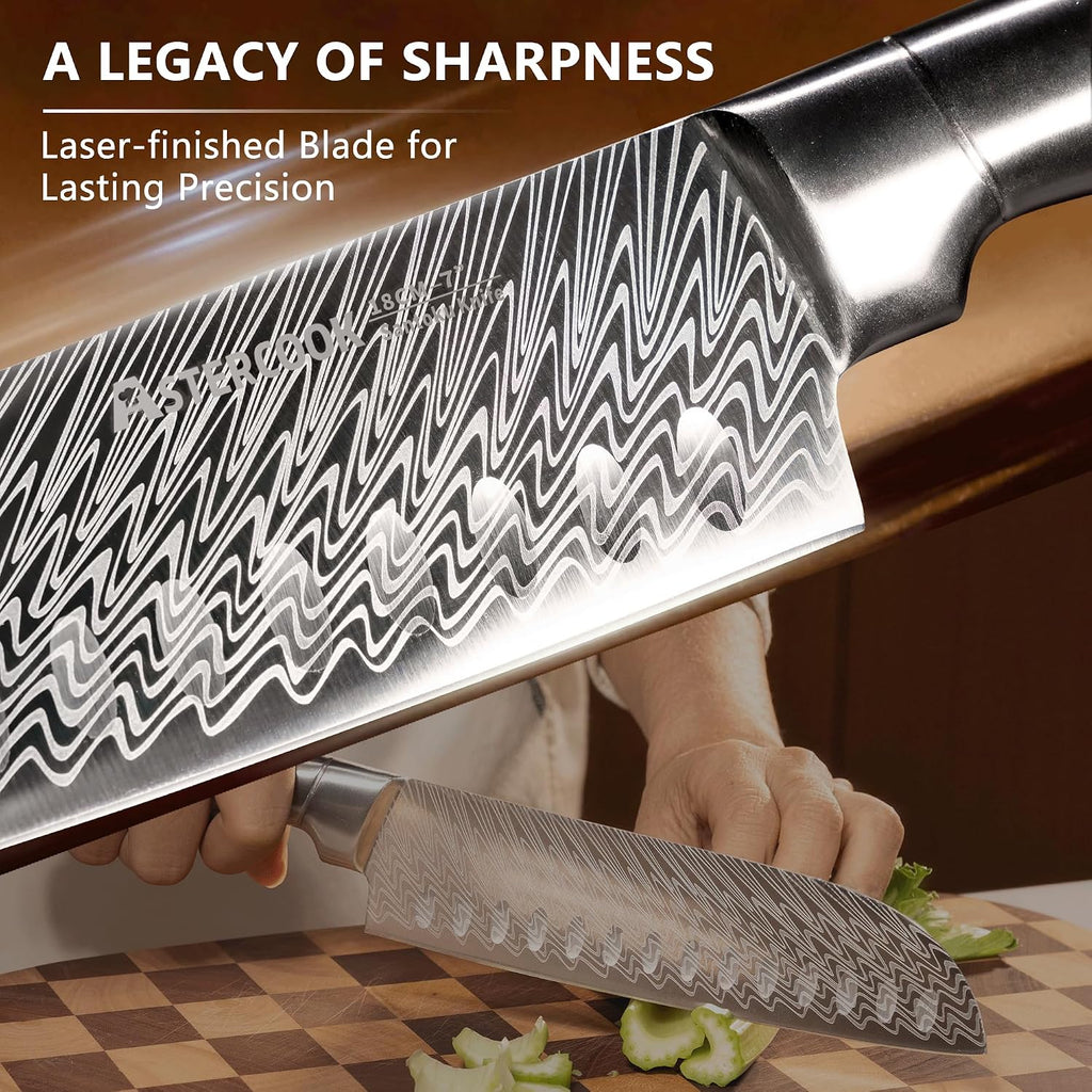 Knife Set, 15-Piece Kitchen Knife Set with Block, Built-in Knife Sharpener, German Stainless Steel Knife Block Set