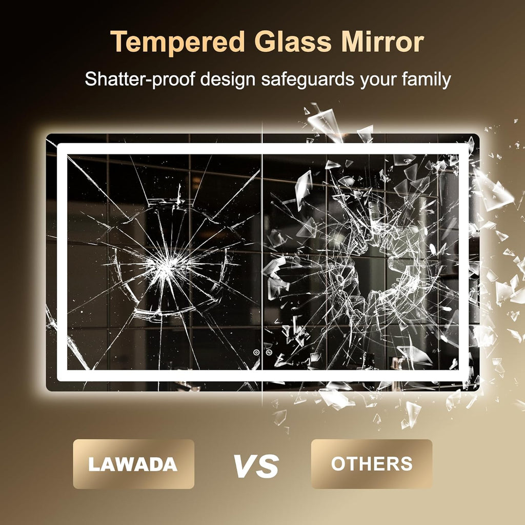 LED Bathroom Mirror, 50"x30" Bathroom Vanity Mirror with Lights for Wall, Smart Anti-Fog, Stepless Dimmable with 3
