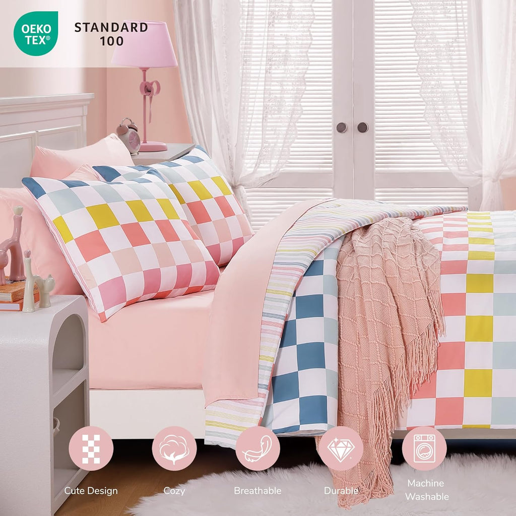 Full Comforter Sets for Girls-7 Pieces Soft Full Bedding Sets - Set of 7