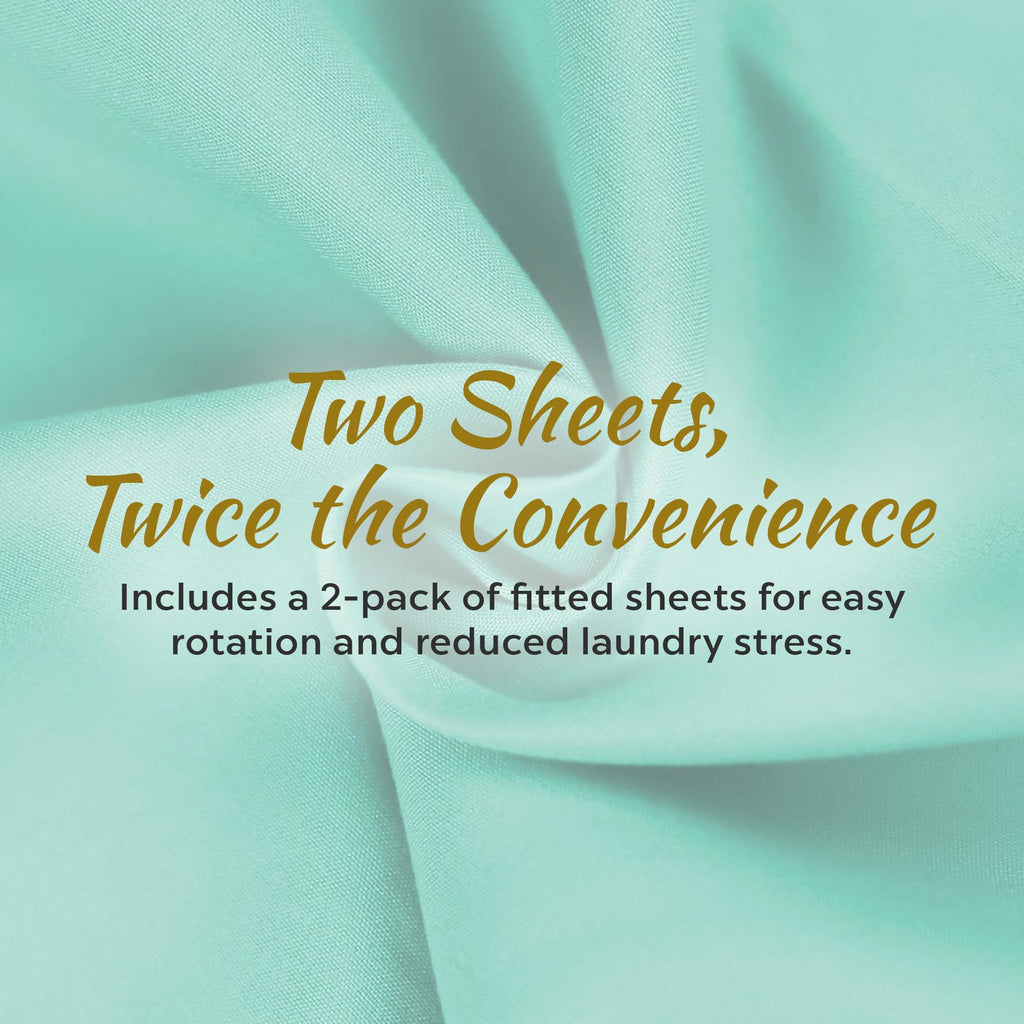 Twin XL Microfiber Fitted Sheets, 2-Pack, Soft, Deep Pocket, Aqua Blue