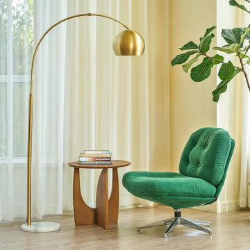 69" Modern Arc Floor Lamp, Gold Standing Light with Adjustable Metal Shade and Marble Base, LED Bulb