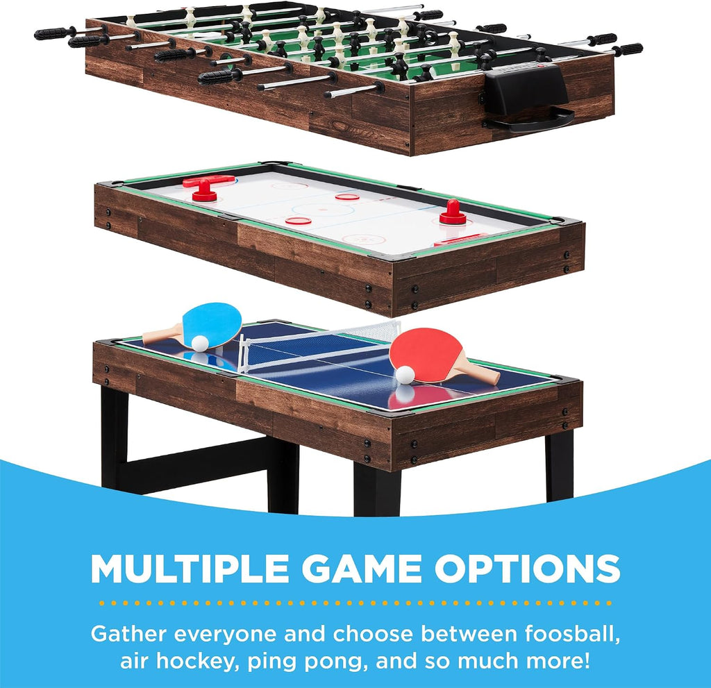 2x4ft Combo Game Table Set for Home, Game Room, Friends & Family w/Hockey, Foosball, Pool, Shuffleboard, Ping Pong