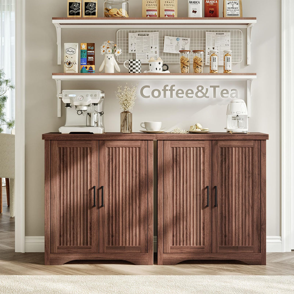 Fluted Sideboard Buffet Cabinet with Storage 29.84", Walnut