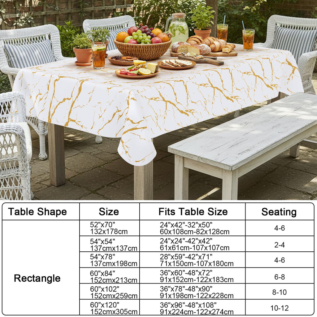 Rectangle Table Cloth, Waterproof Vinyl Tablecloths with Flannel Backing, Wipeable Spillproof Plastic Table Cover for