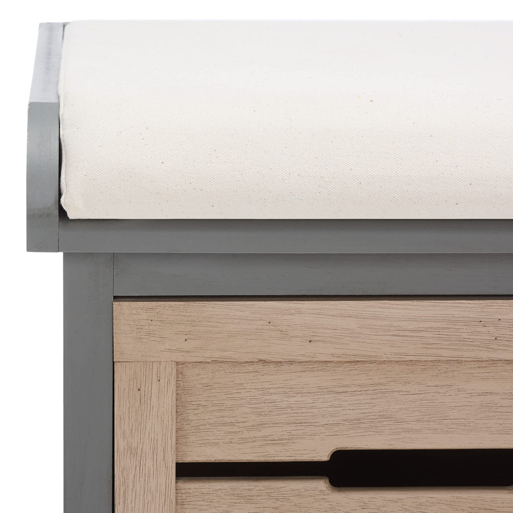 Collection - Briar 3-Drawer Upholstered Storage Bench, Farmhouse Entryway Accent Bench with Cushion Top