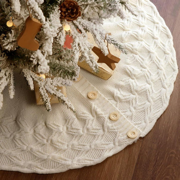 Knit Christmas Tree Skirts, Neutral Tree Skirt, Cozy Christmas Decorations