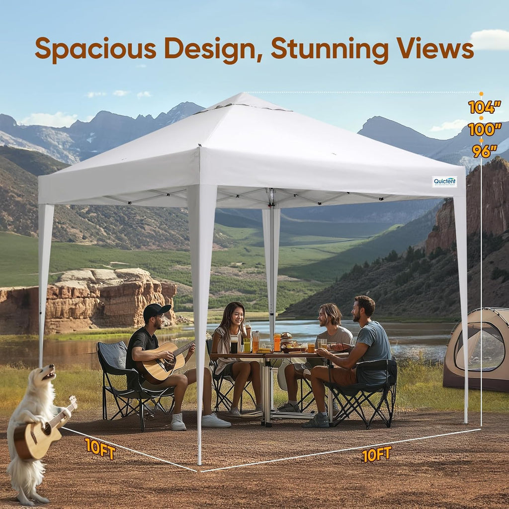 10x10 Pop Up Canopy Tent Without Sidewall, Instant Setup Gazebo for 1 Person, Portable & Compact