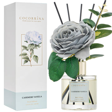 Cocorina Reed Diffuser Set, Flower Reed Diffuser Cashmere Vanilla, Scented Diffuser with Sticks Home Fragrance