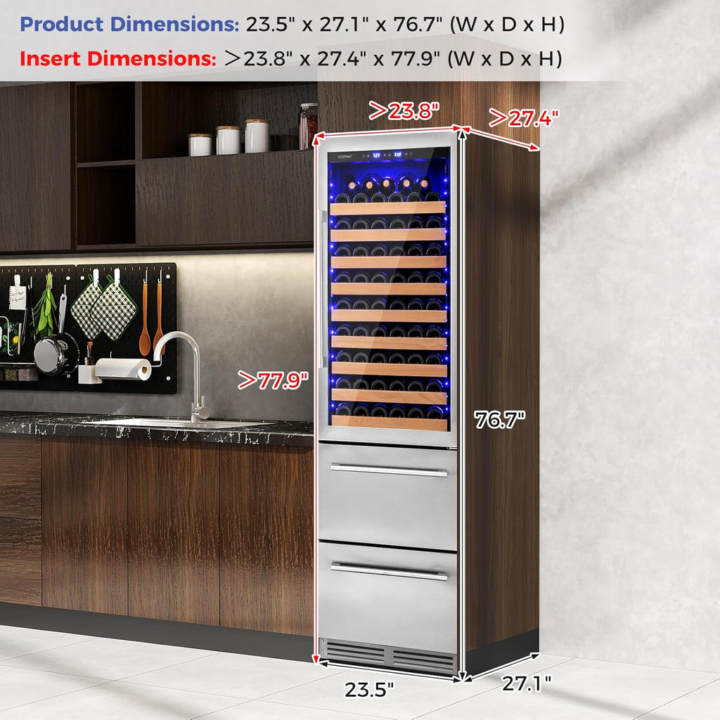 24 Inch Wine and Beverage Refrigerator, Dual Zone Beverage Cooler with Independe