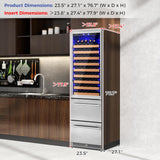 24 Inch Wine and Beverage Refrigerator, Dual Zone Beverage Cooler with Independe