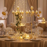 Tall Floor Candle Holders - 2Pcs Gold Candelabra, Metal 5 Arm Candlesticks Party Wedding Aisle Home Decor, 40" Tall