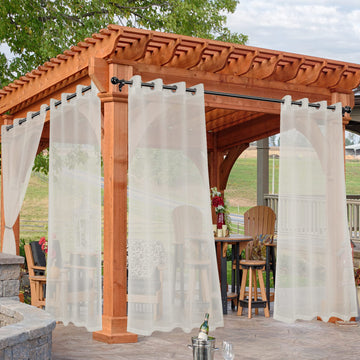 Beige Outdoor Sheer Curtains Waterproof 4 Pcs 54x95 Inch
