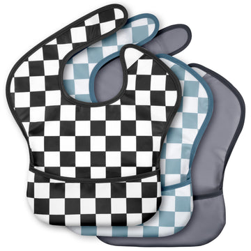 3 Pack Waterproof Baby Bibs for Eating, Mess Proof Feeding Bib