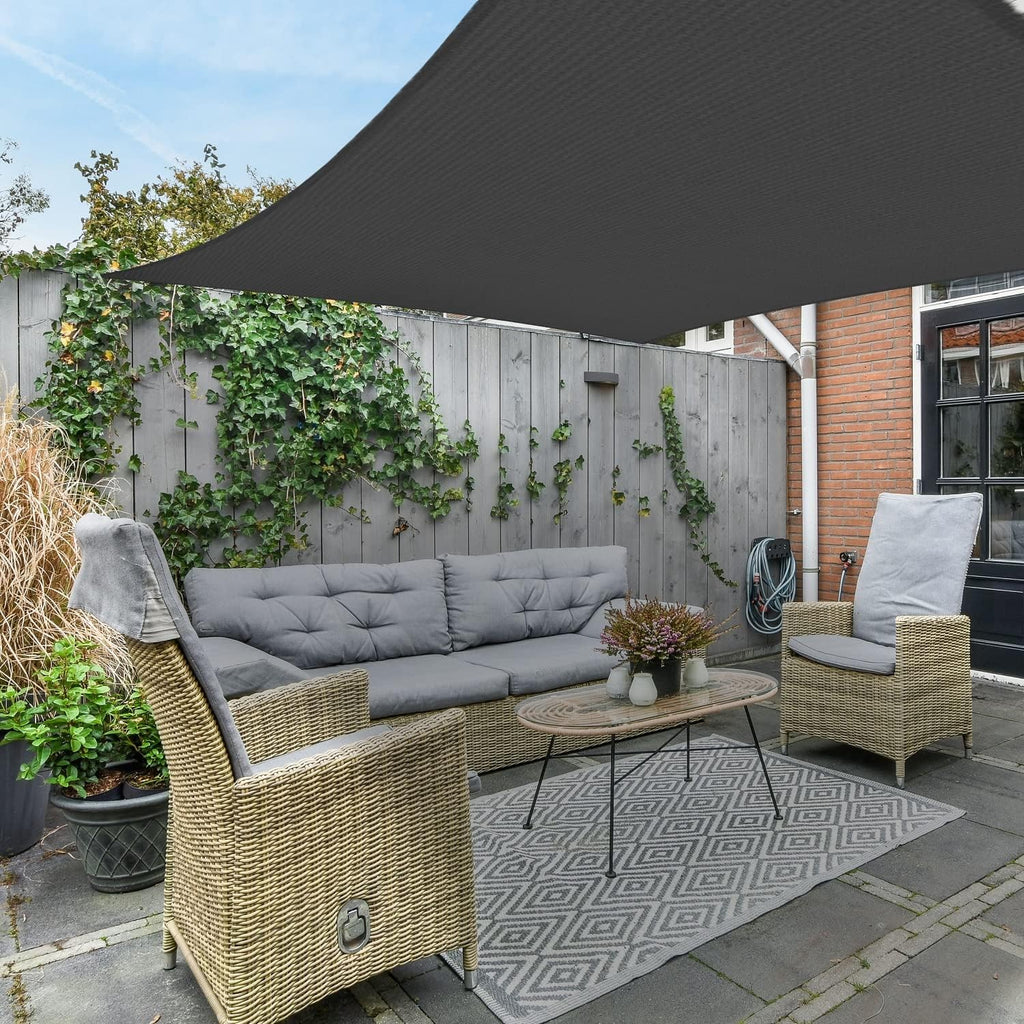 Sun Shade Sail Rectangle 12' x 16' UV Block Canopy Backyard Lawn Garden Outdoor Activities, Graphite