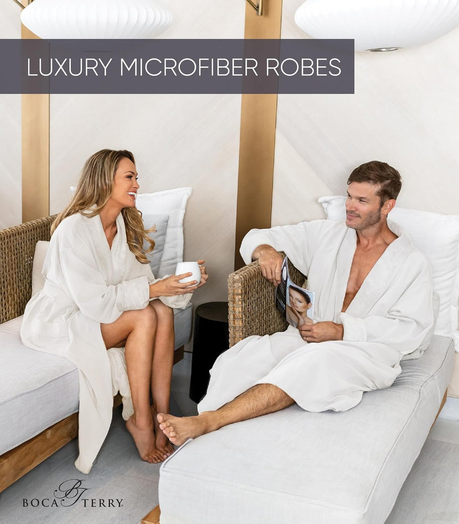 Men's Luxury Hotel Robe by Boca Terry, Microfiber Spa & Resort Bath Robe | Soft, warm hotel-style bathrobe, full