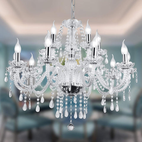 Crystal Candle Chandeliers Lighting Modern 12 Lights Pendant Ceiling Fixture Lamp for Dining Living Room Bedroom Hallway Entry Elegant Decoration (12 bulbs) A110-B092HWXN5F