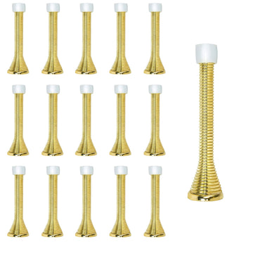 16 Pack Spring Door Stops 3 1/4 Inch Flexible Heavy Duty Spring Door Stopper with RustProof Screw Rubber Bumper Tips