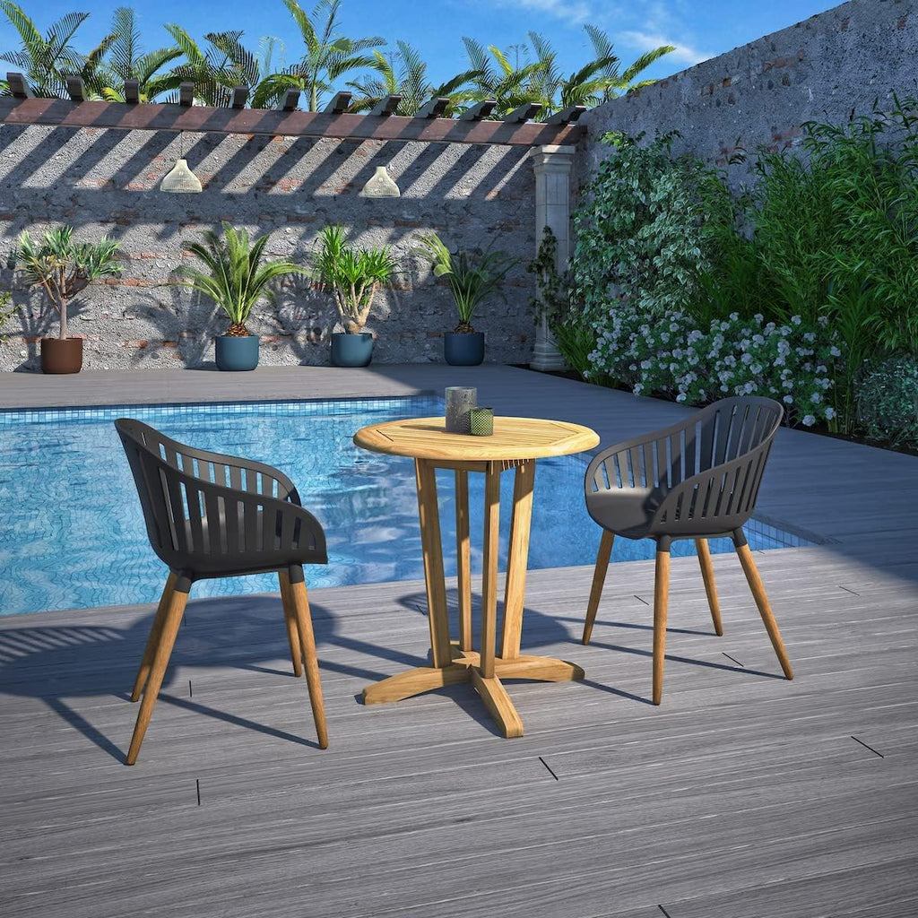 Villanova 2-Piece Chair Set Ideal for Outdoors, Black Light Teak Finish