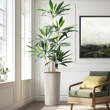 Artificial Tree in Modern Swirl Pattern Planter, Fake Dracaena Tree Silk Tree for Indoor and Outdoor Home Decoration