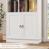 71" Tall Book Shelf and Bookcase with Doors, 6 Tier Wooden Bookshelf with Storage Cabinet