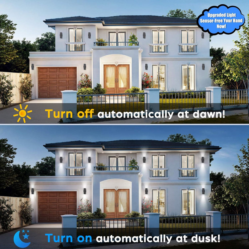 Modern Outdoor Wall Light with Dusk to Dawn Sensor, Exterior Light Fixture Wall Mount Waterproof Anti-Rust Cylinder