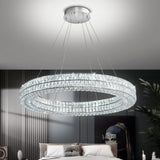 Led Ring Crystal Chandelier for Living Room, Modern Dimmable Chandeliers Lighting and Hanging Adjustable, LED Round Ceiling Chandelier for Dining Room (40inch,Black) A122-B0C3V24QKC