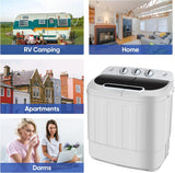 Portable Clothes Washing Machine Mini Twin Tub Washing Machine 13lbs Capacity with Spin Dryer,Compact Washer and Dryer
