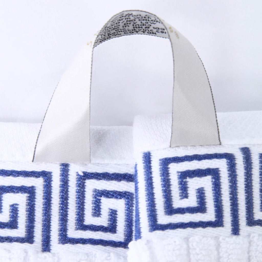 6-Piece Cotton Towel Set, Decorative Greek Pattern, Home Essentials, Absorbent Towels, Bathroom Decor, Spa, Resort