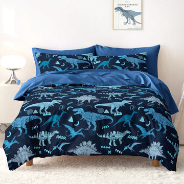 Dinosaur Bedding Set for Boys, Jurassic Dino World Sketch, Soft Lightweight Comforter Set with Sheets, 5 Pieces Kids