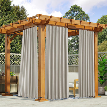 2 Panels Privacy Outdoor Curtains Waterproof, Thermal Insulated Windproof Pocket & Back Tab on Top and Bottom Light &