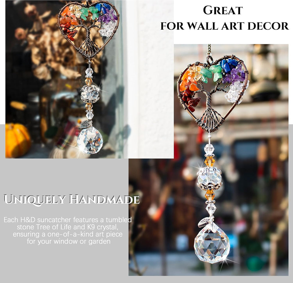 Tree of Life Heart Crystal Ball Prism Suncatcher Pendant Decor - Tree of Life Heart Shaped Crystal Ball Prism Pendant
