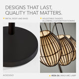 Maui Arc Floor Lamp with 3 Movable Shades & Adjustable Height- Perfect Lighting and Corner Decor, Antique Bronze