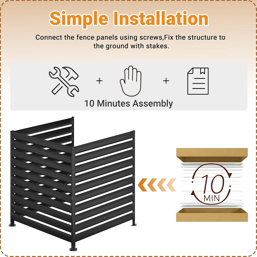 42" H x 38" W Metal Air Conditioner Fence, No Dig Outdoor Privacy Screen, Trash Can Hider, Pool Equipment Enclosure