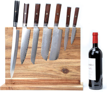 Large Magnetic Knife Holder,Acacia Wooden Magnetic Knife Block 16 X 12 Inches,Rack Magnetic Universal Stands with