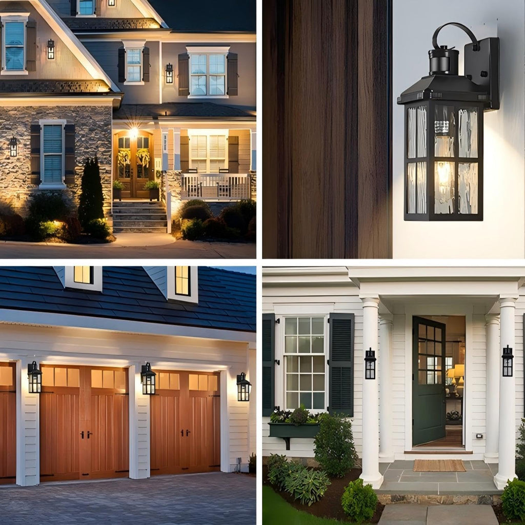 Motion Sensor Outdoor Lights Dusk to Dawn Porch Light Black Exterior Lighting Fixtures Modern Outside Wall Mount Coach