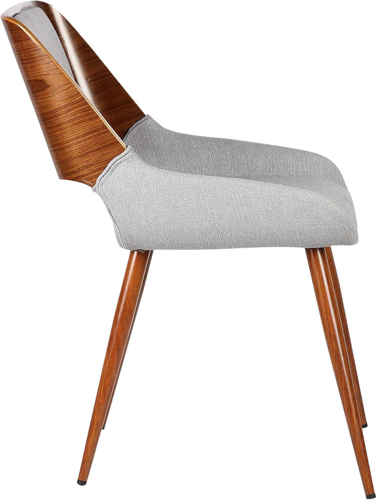 Mid-Century Dining Chair Walnut Finish and Gray Fabric