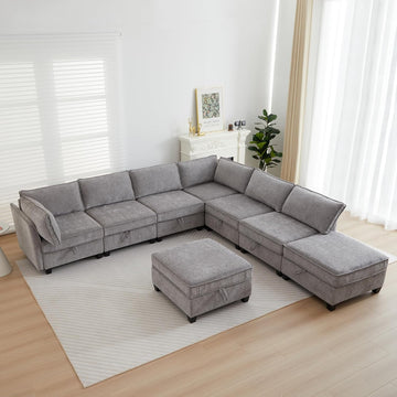 Oversize Corner Modular Sectional Sofa Set, Convertible L Shaped Couch with Storage, 8 Seater Sofa Modular with