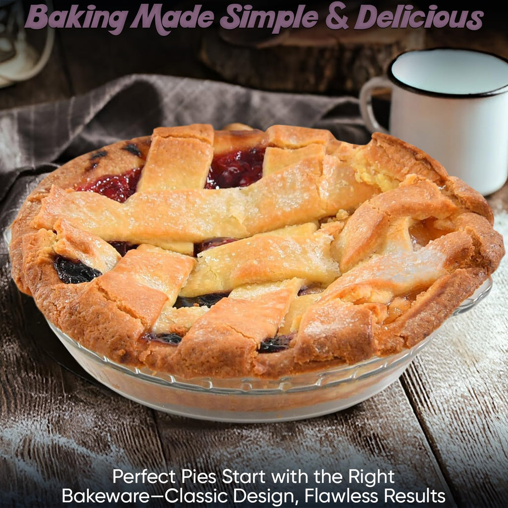 Set of 2 Glass Pie Plates - 7" Baking Dishes with Handles - Durable, Compact, Oven & Freezer Safe Kitchen Accessories