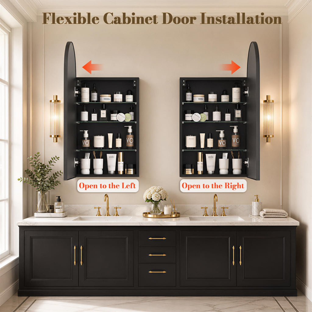 Mirrored Medicine Cabinets, Arched Mirror with Storage